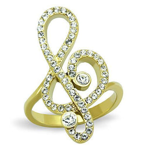 TK1714 - IP Gold(Ion Plating) Stainless Steel Ring with Top Grade Crystal  in Clear - Joyeria Lady