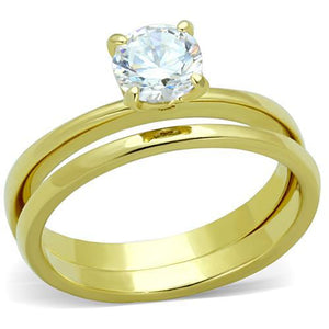 TK1721 - IP Gold(Ion Plating) Stainless Steel Ring with AAA Grade CZ  in Clear - Joyeria Lady