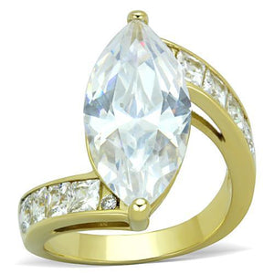 TK1723 - IP Gold(Ion Plating) Stainless Steel Ring with AAA Grade CZ  in Clear - Joyeria Lady