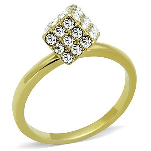 TK1725 - IP Gold(Ion Plating) Stainless Steel Ring with Top Grade Crystal  in Clear - Joyeria Lady