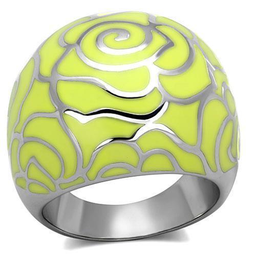 TK1740 - High polished (no plating) Stainless Steel Ring with Epoxy  in Citrine Yellow - Joyeria Lady