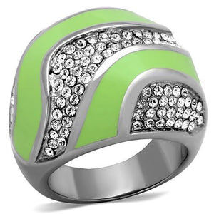 TK1741 - High polished (no plating) Stainless Steel Ring with Top Grade Crystal  in Clear - Joyeria Lady