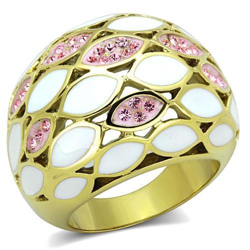 TK1742 - IP Gold(Ion Plating) Stainless Steel Ring with Top Grade Crystal  in Light Rose - Joyeria Lady