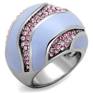 TK1744 - High polished (no plating) Stainless Steel Ring with Top Grade Crystal  in Light Rose - Joyeria Lady