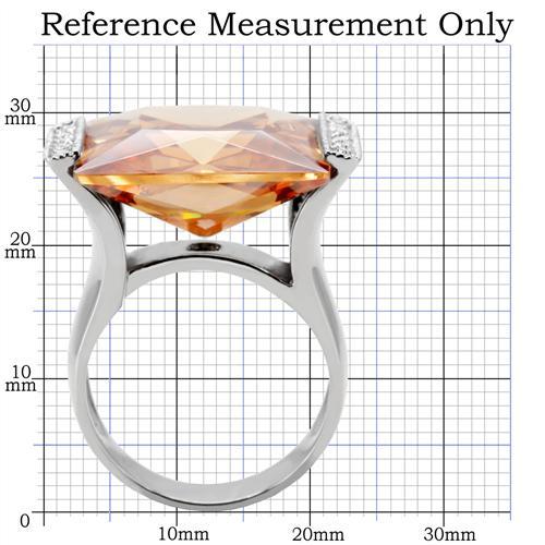 TK174 - High polished (no plating) Stainless Steel Ring with AAA Grade CZ  in Champagne - Joyeria Lady