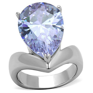 TK1755 - High polished (no plating) Stainless Steel Ring with AAA Grade CZ  in Light Amethyst - Joyeria Lady
