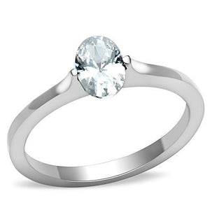 TK1762 - High polished (no plating) Stainless Steel Ring with AAA Grade CZ  in Clear - Joyeria Lady
