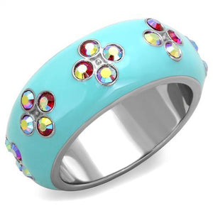 TK1768 - High polished (no plating) Stainless Steel Ring with Top Grade Crystal  in Light Rose - Joyeria Lady