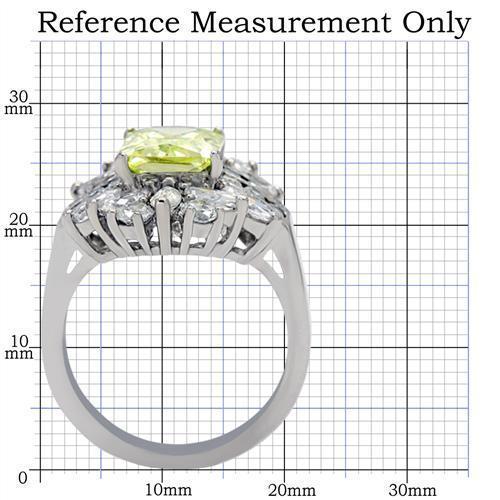 TK176 - High polished (no plating) Stainless Steel Ring with AAA Grade CZ  in Apple Green color - Joyeria Lady