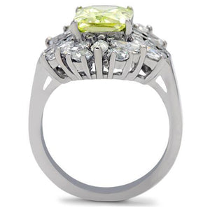TK176 - High polished (no plating) Stainless Steel Ring with AAA Grade CZ  in Apple Green color