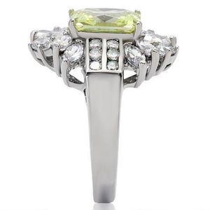 TK176 - High polished (no plating) Stainless Steel Ring with AAA Grade CZ  in Apple Green color