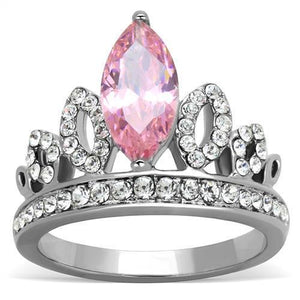 TK1771 - High polished (no plating) Stainless Steel Ring with AAA Grade CZ  in Rose - Joyeria Lady