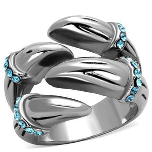 TK1779 - High polished (no plating) Stainless Steel Ring with Top Grade Crystal  in Sapphire - Joyeria Lady