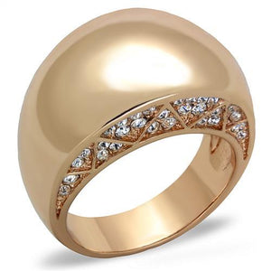 TK1798 - IP Rose Gold(Ion Plating) Stainless Steel Ring with Top Grade Crystal  in Clear - Joyeria Lady