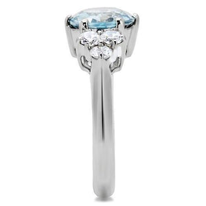 TK179 - High polished (no plating) Stainless Steel Ring with Synthetic Spinel in London Blue