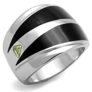 TK1815 - High polished (no plating) Stainless Steel Ring with AAA Grade CZ  in Topaz - Joyeria Lady