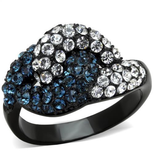 TK1833 - IP Black(Ion Plating) Stainless Steel Ring with Top Grade Crystal  in Montana - Joyeria Lady