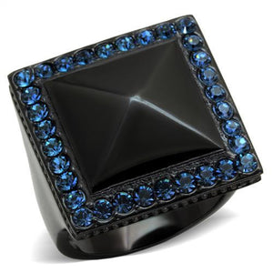 TK1841 - IP Black(Ion Plating) Stainless Steel Ring with Top Grade Crystal  in Montana - Joyeria Lady