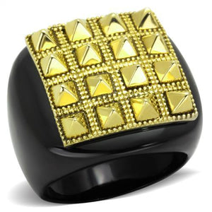 TK1842 - IP Gold+ IP Black (Ion Plating) Stainless Steel Ring with No Stone - Joyeria Lady