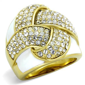 TK1848 - IP Gold(Ion Plating) Stainless Steel Ring with Top Grade Crystal  in Clear - Joyeria Lady