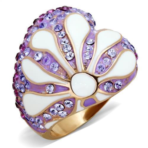 TK1850 - IP Rose Gold(Ion Plating) Stainless Steel Ring with Top Grade Crystal  in Multi Color - Joyeria Lady