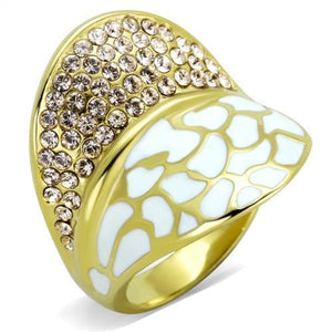 TK1851 - IP Gold(Ion Plating) Stainless Steel Ring with Top Grade Crystal  in Clear - Joyeria Lady
