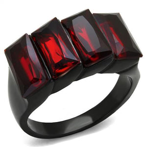 TK1854 - IP Black(Ion Plating) Stainless Steel Ring with Synthetic Synthetic Glass in Siam - Joyeria Lady