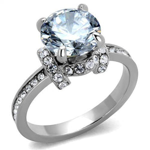 TK1859 - No Plating Stainless Steel Ring with AAA Grade CZ  in Clear - Joyeria Lady