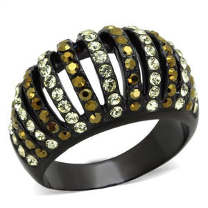 TK1865 - IP Black(Ion Plating) Stainless Steel Ring with Top Grade Crystal  in Multi Color - Joyeria Lady
