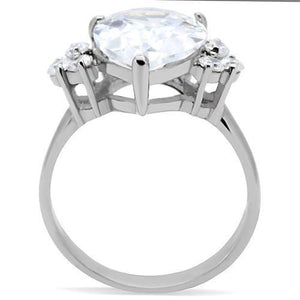 TK186 - High polished (no plating) Stainless Steel Ring with AAA Grade CZ  in Clear