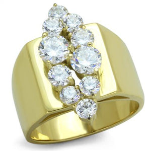 TK1879 - IP Gold(Ion Plating) Stainless Steel Ring with AAA Grade CZ  in Clear - Joyeria Lady