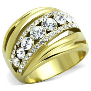TK1880 - IP Gold(Ion Plating) Stainless Steel Ring with Top Grade Crystal  in Clear - Joyeria Lady