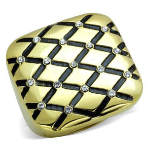 TK1886 - IP Gold(Ion Plating) Stainless Steel Ring with Top Grade Crystal  in Clear - Joyeria Lady