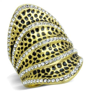 TK1887 - IP Gold(Ion Plating) Stainless Steel Ring with Top Grade Crystal  in Clear - Joyeria Lady