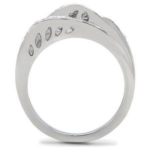 TK188 - High polished (no plating) Stainless Steel Ring with Top Grade Crystal  in Clear