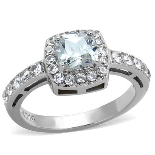 TK1899N - High-Polished Stainless Steel Ring with AAA Grade CZ  in Clear - Joyeria Lady