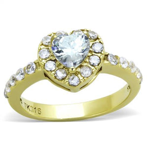 TK1900 - IP Gold(Ion Plating) Stainless Steel Ring with AAA Grade CZ  in Clear - Joyeria Lady