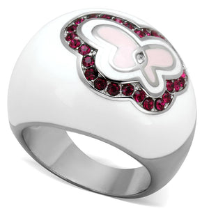 TK1927 - High polished (no plating) Stainless Steel Ring with Top Grade Crystal  in Ruby - Joyeria Lady