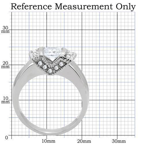 TK194 - High polished (no plating) Stainless Steel Ring with AAA Grade CZ  in Clear - Joyeria Lady