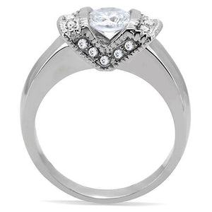 TK194 - High polished (no plating) Stainless Steel Ring with AAA Grade CZ  in Clear