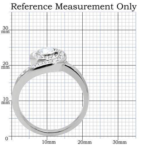 TK195 - High polished (no plating) Stainless Steel Ring with AAA Grade CZ  in Clear - Joyeria Lady