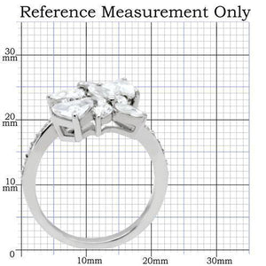 TK196 - High polished (no plating) Stainless Steel Ring with AAA Grade CZ  in Clear