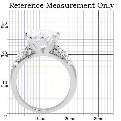 TK197 - High polished (no plating) Stainless Steel Ring with AAA Grade CZ  in Clear - Joyeria Lady