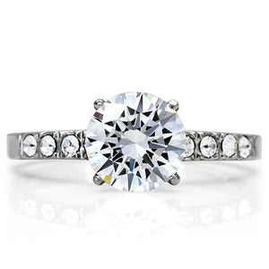 TK198 - High polished (no plating) Stainless Steel Ring with AAA Grade CZ  in Clear