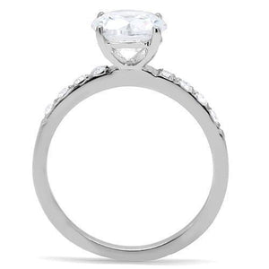 TK198 - High polished (no plating) Stainless Steel Ring with AAA Grade CZ  in Clear