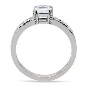 TK199 - High polished (no plating) Stainless Steel Ring with AAA Grade CZ  in Clear