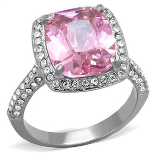 TK2027 - High polished (no plating) Stainless Steel Ring with AAA Grade CZ  in Rose - Joyeria Lady