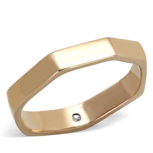 TK2030 - IP Rose Gold(Ion Plating) Stainless Steel Ring with Top Grade Crystal  in Clear - Joyeria Lady