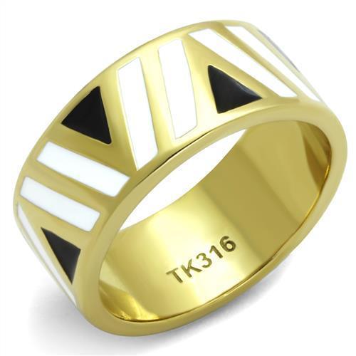 TK2037 - IP Gold(Ion Plating) Stainless Steel Ring with Epoxy  in Multi Color - Joyeria Lady