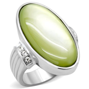 TK211 - High polished (no plating) Stainless Steel Ring with Precious Stone Conch in Apple Green color - Joyeria Lady